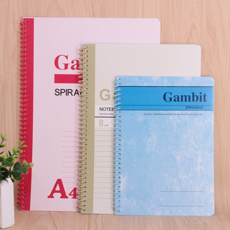Coil spiral notebook, sizes A4 A5 A6 A7 B5, 40–100 pages, lined ruled, random cover color
