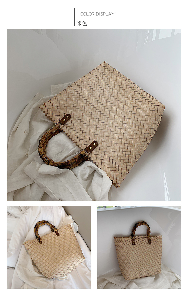 Straw Bag New Retro Large-capacity Vegetable Basket Woven Bag Handbag Square Bag Hand Bag Beach Bag Wholesale Nihaojewelry display picture 26