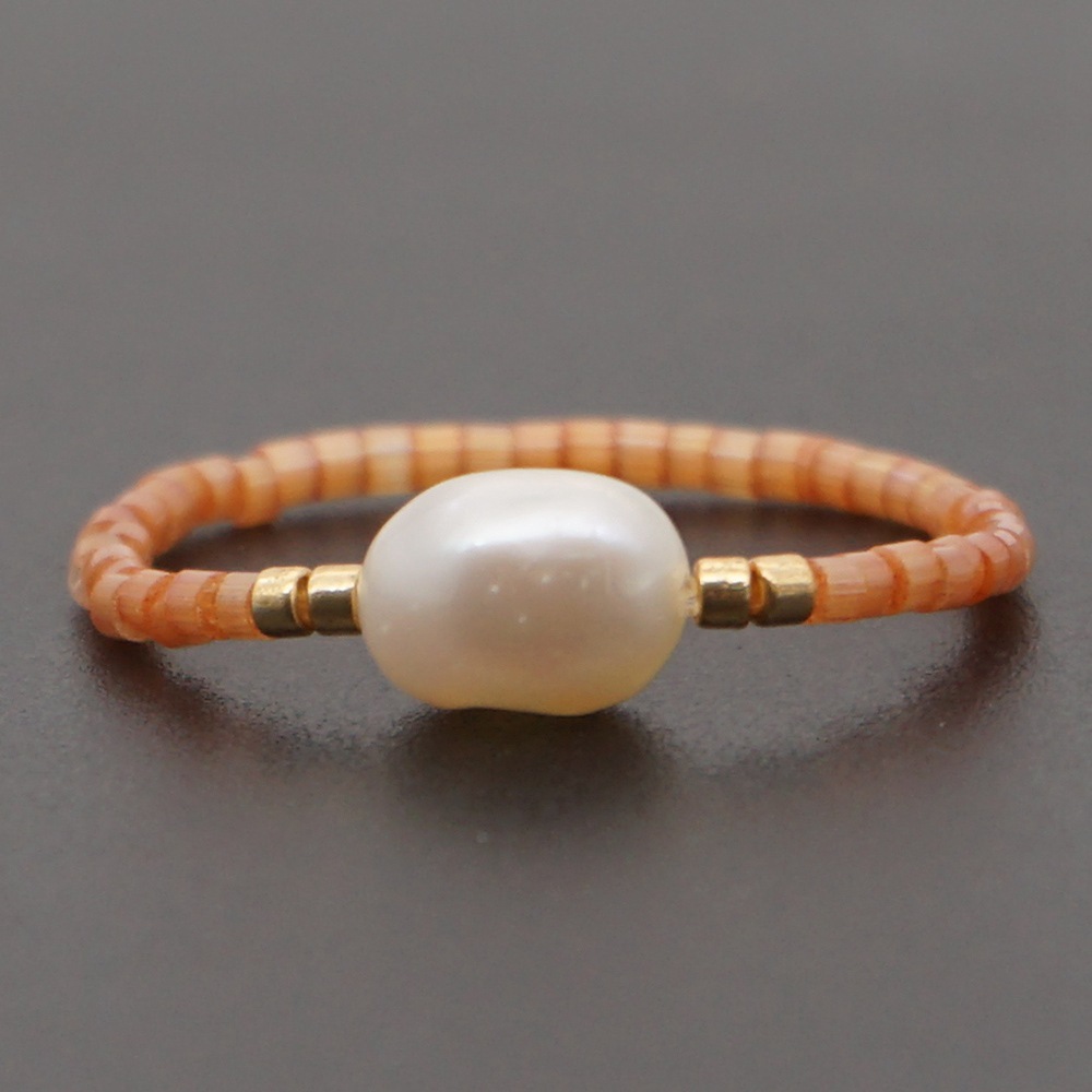 Niche  Freshwater Rice Beads Handmade Pearl Ring display picture 8