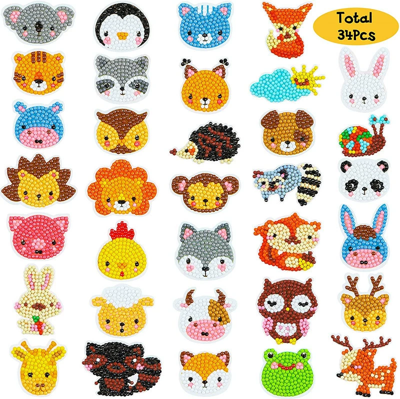 5D детский набор для алмазной мозаики sticker DIY, повседневные животные дизайны, разные размеры (наклейка и стразы)