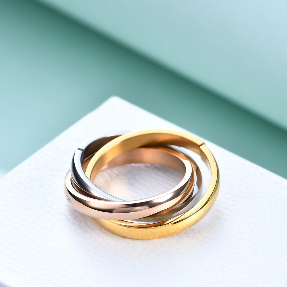 new style simple tree circle crossed titanium steel ring