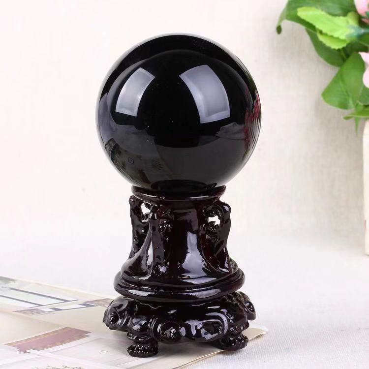 Natural Obsidian Crystal Ball Ornaments Rough Polished Black Crystal Ball With Strong Energy Home Furnishing Ornaments