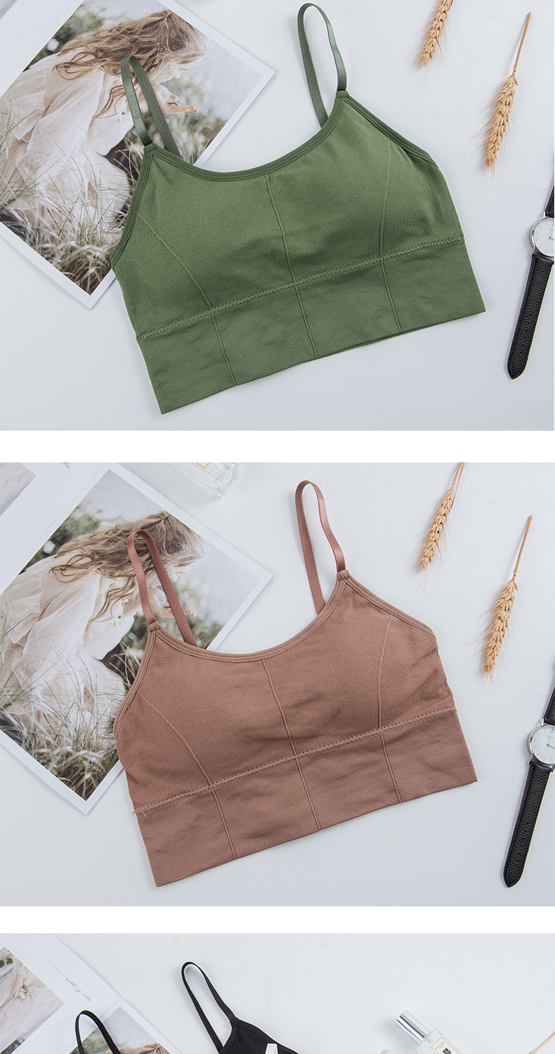 The new adjustable strappy bottom sports vest for girls is a backless and beautiful bra with a screw-around chest detail image 5