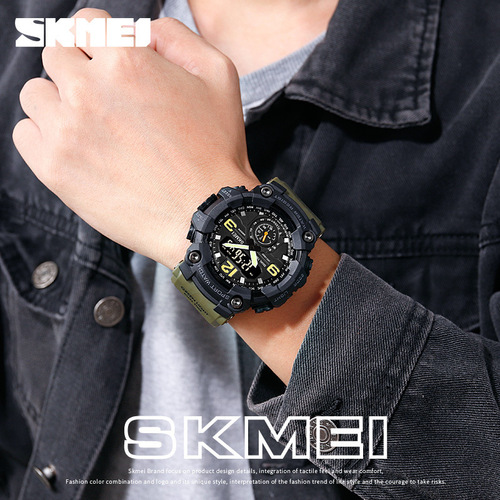 Momentum cool outdoor shockproof plastic men's watch large dial sports pin buckle digital display synchronous machine electronic watch