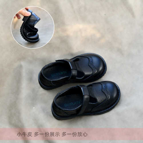 Girls British genuine leather princess shoes Korean style black leather shoes baby shoes spring and autumn single shoes campus hosting performance