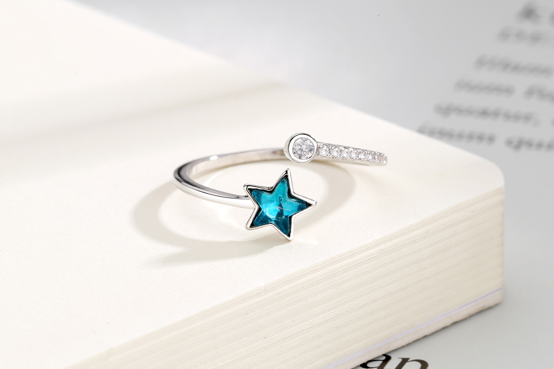 Blue Starry Sky Pentagram Ring