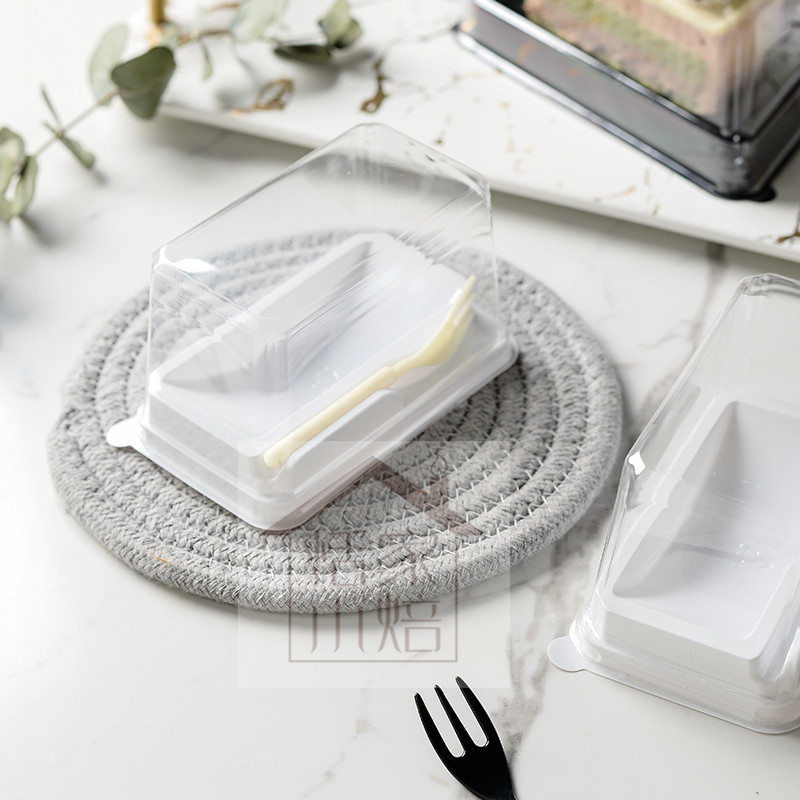 日式蛋糕卷包装盒瑞士卷虎皮卷西点盒慕斯蛋糕盒子带叉子加厚透明