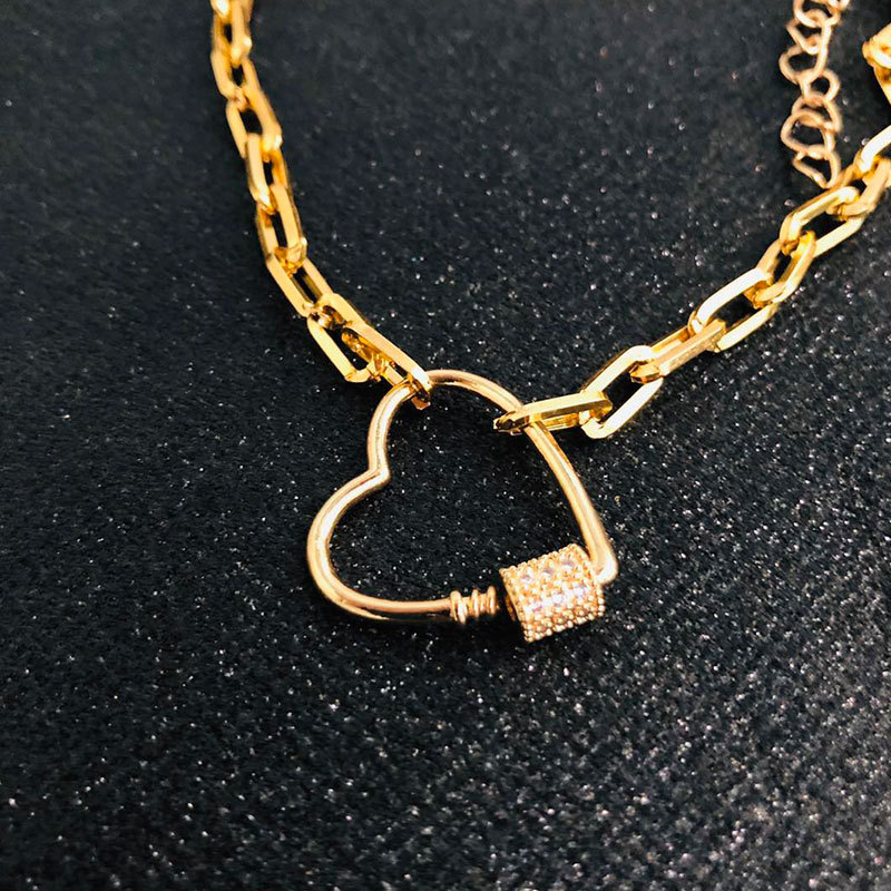 hot sale geometric link buckle fashion alloy clavicle chain pendant necklace