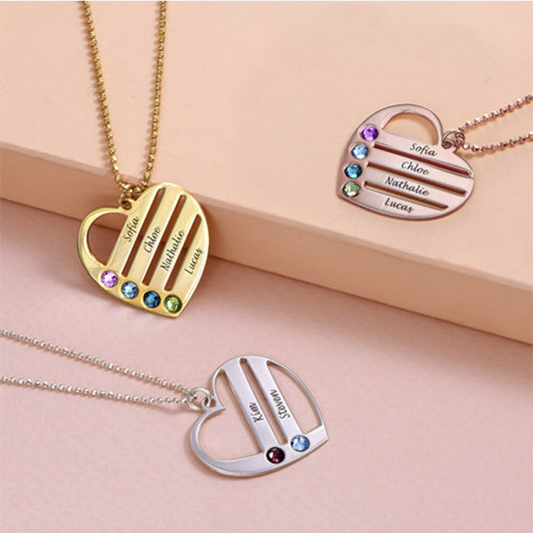 Simple Style Heart Shape Stainless Steel Hollow Out Artificial Rhinestones Pendant Necklace display picture 4