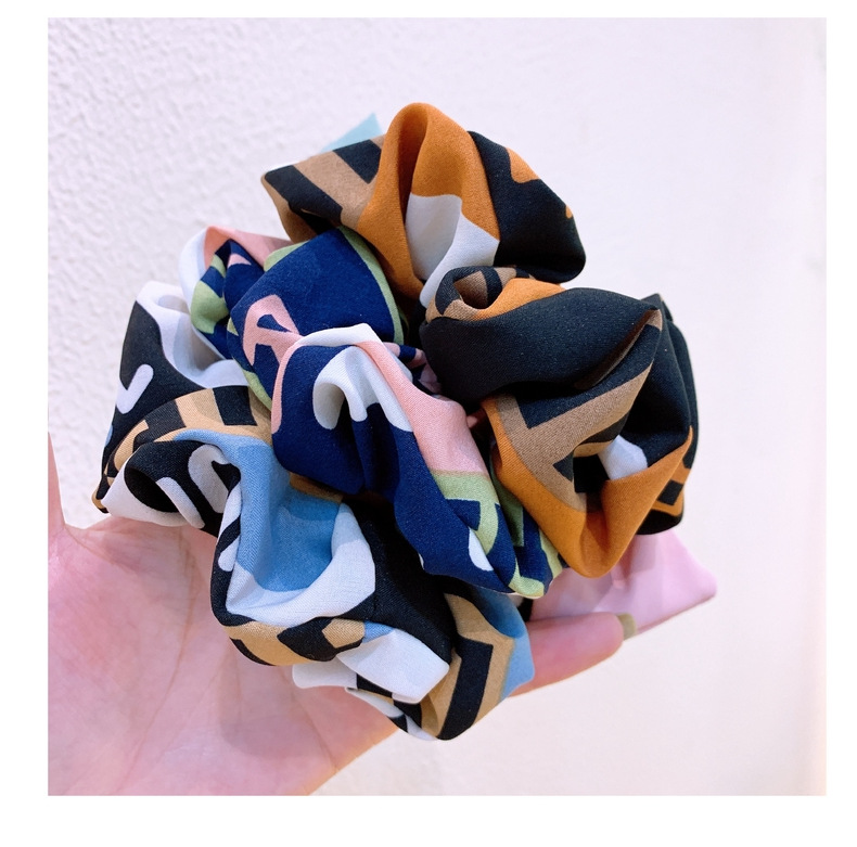 Original Korean Custom Retro English Alphabet Wild Abstract Printing Plain Bow Hair Tie Head Tie Jewelry display picture 3