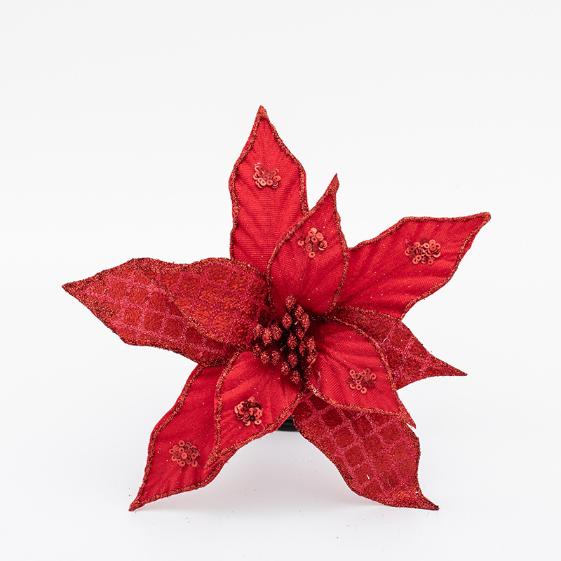 30cm gran flor de Navidad oro plata rojo decoración de Navidad corolla de flores de caña simulación decoración de flores falsas