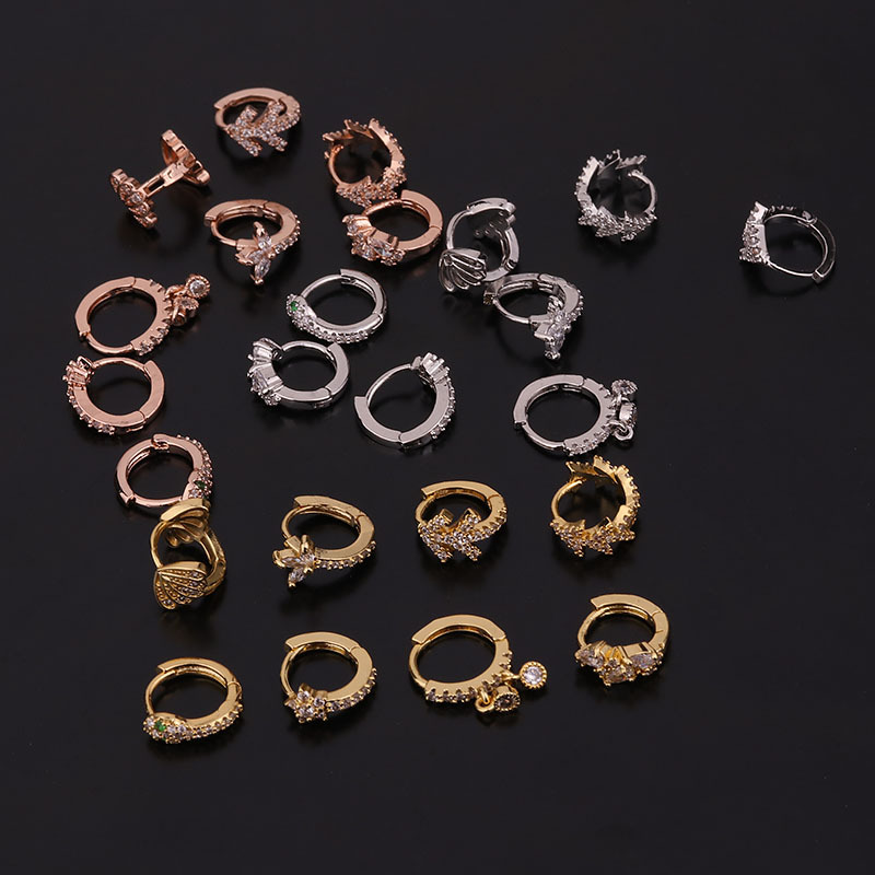 New  Creative Snake-shaped Round Ear Bone Buckle Micro-inlaid Zircon Earrings display picture 12