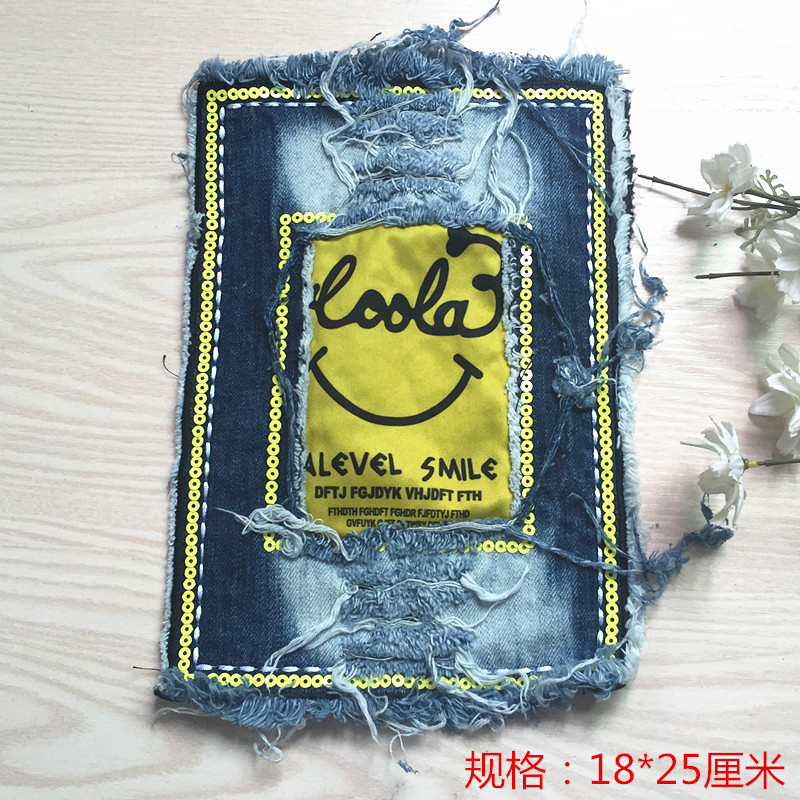 Denim pegatinas ropa de dibujos animados parche agujero parche de gran tamaño Denim pantalones rodilla codo pegatinas moda apliques Denim