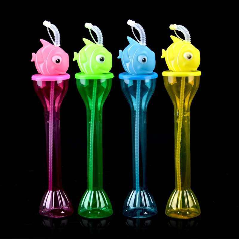 厂家供应美食节餐厅一次性卡通吸管水杯yard glass卡通动物造型杯