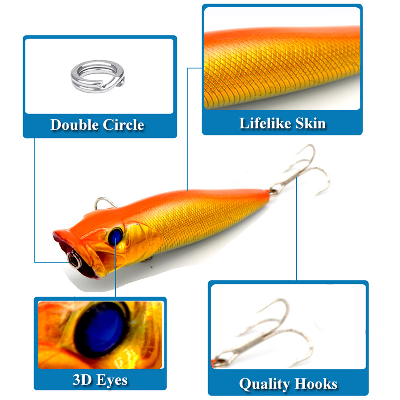 Small Popper Fishing Lures 40mm 2.3g Hard Plastic Baits Fresh Water Bass Swimbait Tackle Gear