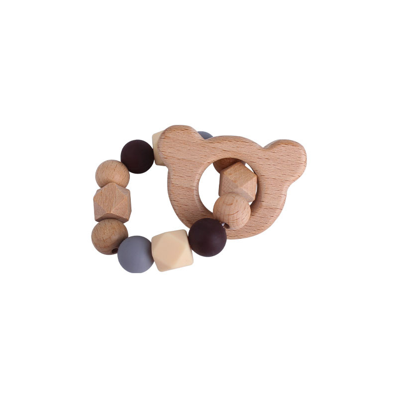 Bebé DIY creativo haya Animal de la historieta juguete mordedor pulsera nuevo gato cuentas silicona teether stick teether