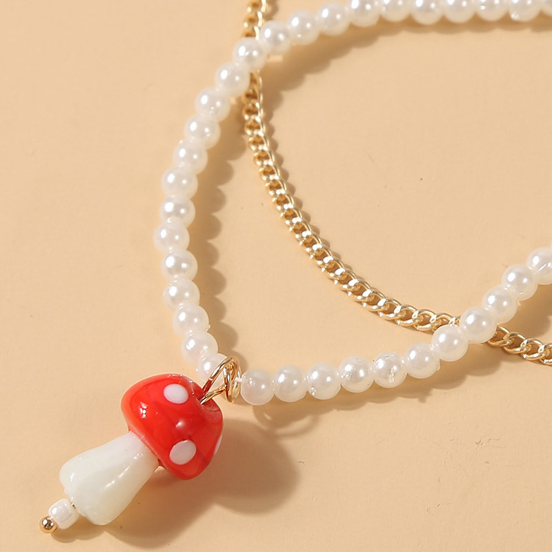 Bohemian Pearl Mushroom Multilayer Anklet display picture 6