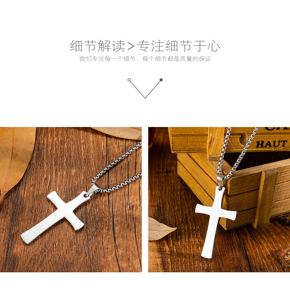 New Fashion Rock Punk Style Stainless Steel Cross Necklace Wholesale display picture 4