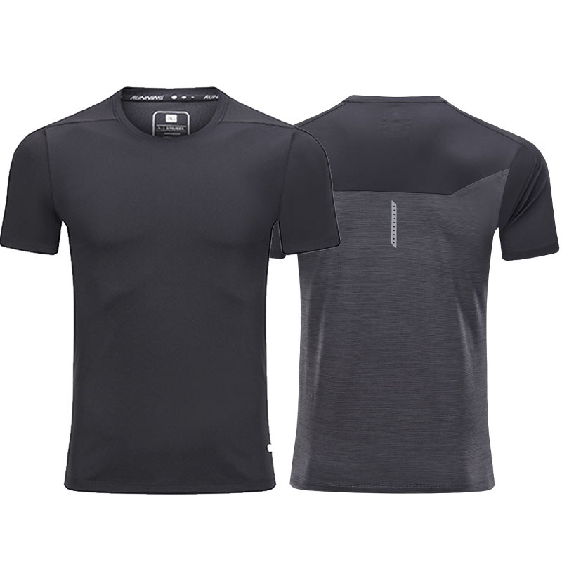 2023 nuevos deportes camiseta de los hombres de alta elástico reflectante ropa deportiva de entrenamiento de secado rápido de los hombres de manga corta transfronteriza
