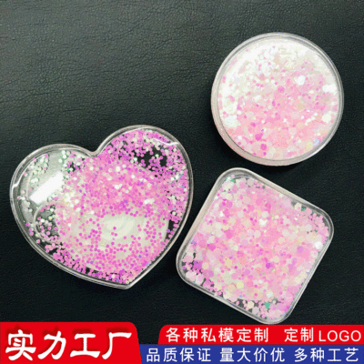 new pattern Quicksand mobile phone gasbag Bracket Telescoping fold Glitter powder Quicksand Bracket desktop currency Lazy man Bracket customized