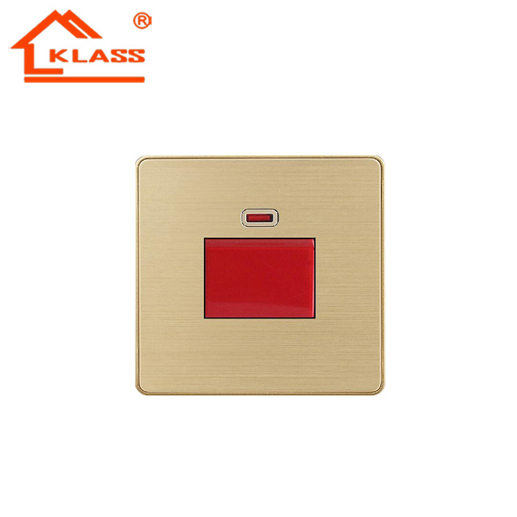 沙特厂家外销出口86型金色铝拉丝变态点插座英规45a空调开关