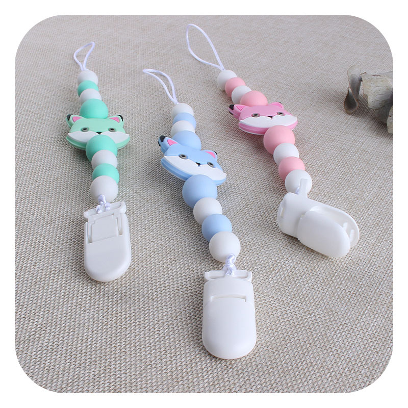 Amazon nuevo duckbill chupete clip gato cuentas de silicona mordedor bebé molar juguete cadena anti-perdido cadena