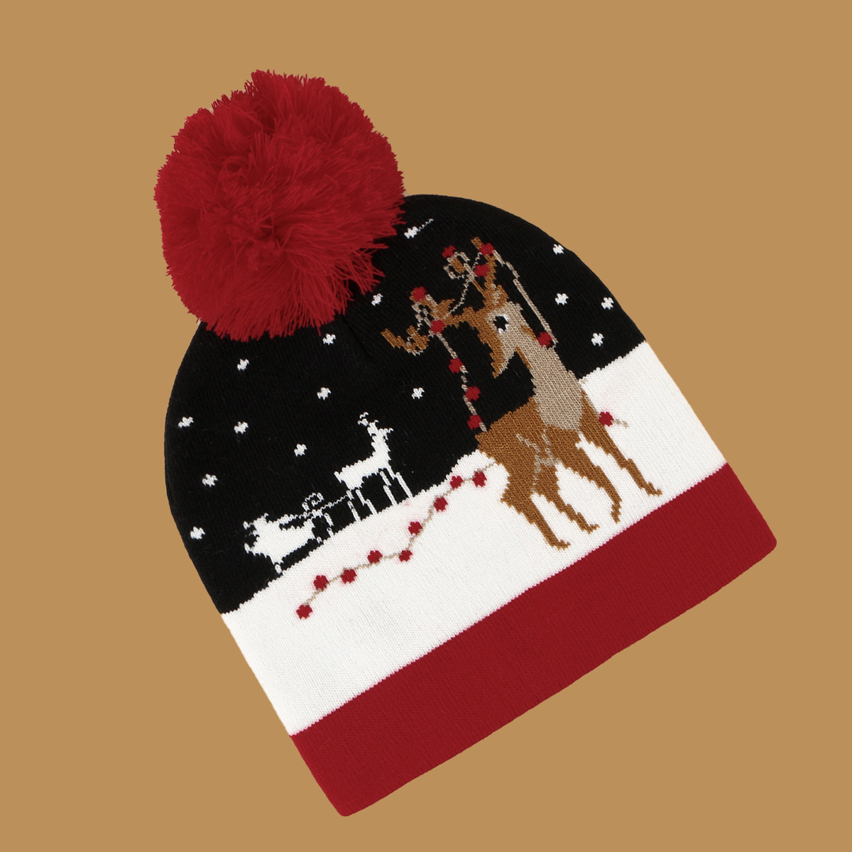 عيد الميلاد غزال قبعة صوفية أنثى كرة فراء النسخة الكورية من قبعات محبوكة أنيقة ومتورية دافئة ، قبعات باردة في الخريف والشتاء display picture 1