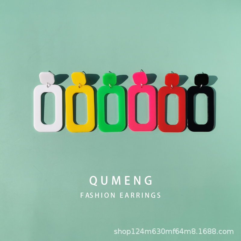 Retro geometric fluorescence earrings