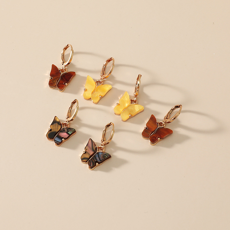 Fashion All-match Combination Korea New Trend Color Shell Butterfly 3-piece Alloy Earrings Set display picture 3