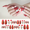 Christmas almond fake nails for manicure for nails, 24 pieces, Birthday gift, with snowflakes