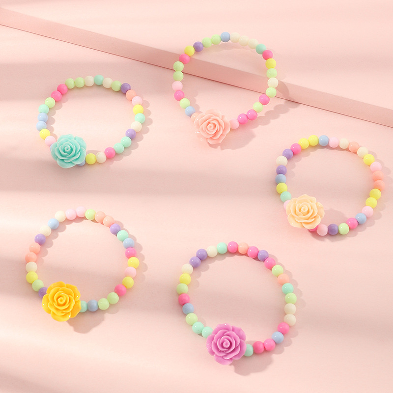 Bonbons De Dessin Animé Mignon Fleurs Colorées Perles Bracelets Pour Enfants display picture 3