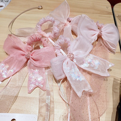 Korean Children's Fabric Net Ribbon Bow Hair Clip Duck Bill Clip Fairy Hair Accessories Wholesale