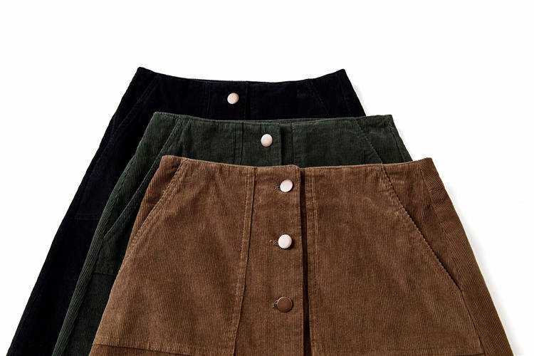 Fashion casual all-match corduroy autumn and winter button-decorated skirt NSLD14836