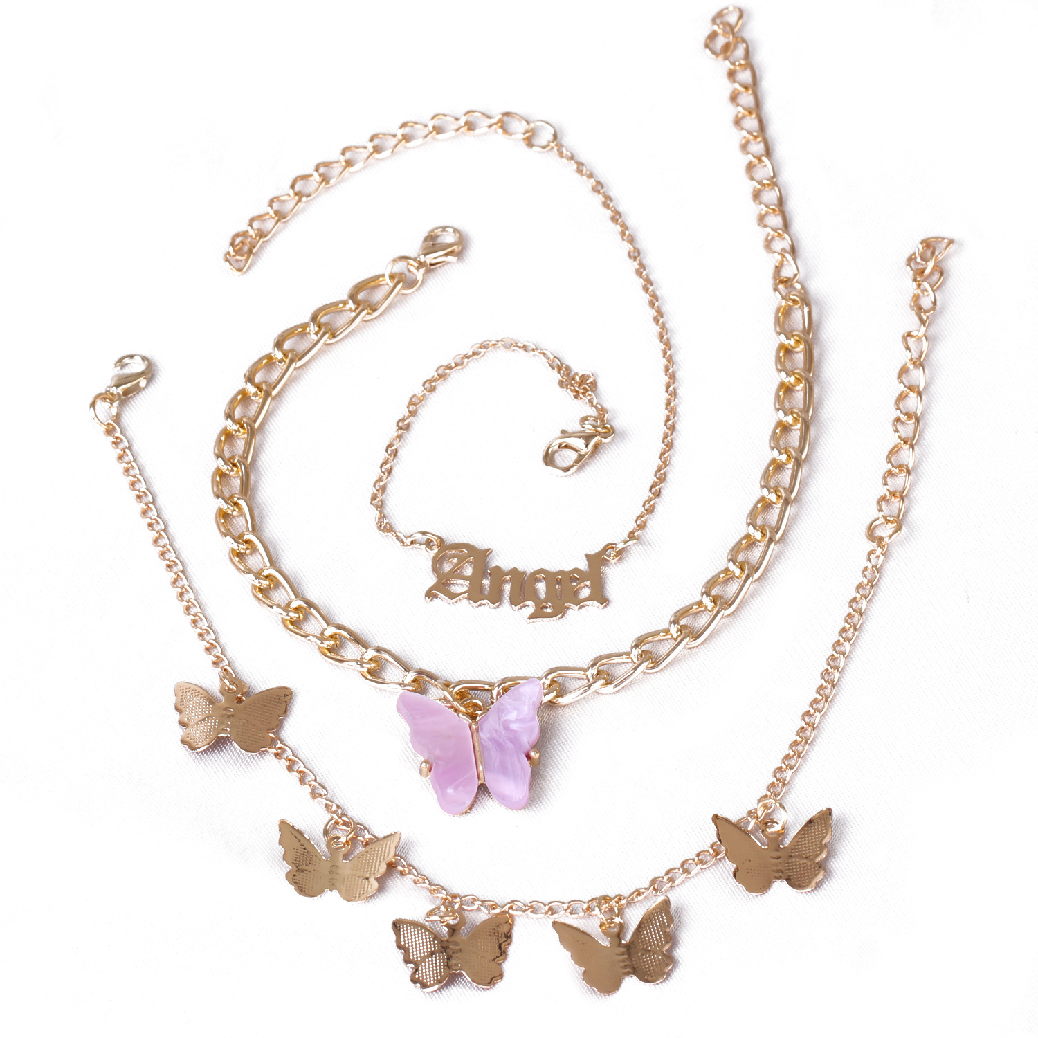 Fashion Butterfly Simple Three-piece Chain Alloy Butterfly Anklet For Women display picture 14