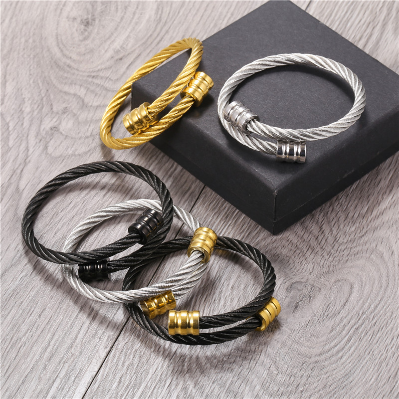 Fashion Jewelry Trend Retro Personality Stainless Steel Winding Geometric Bracelet Accessories  Wholesale Nihaojewelry display picture 11