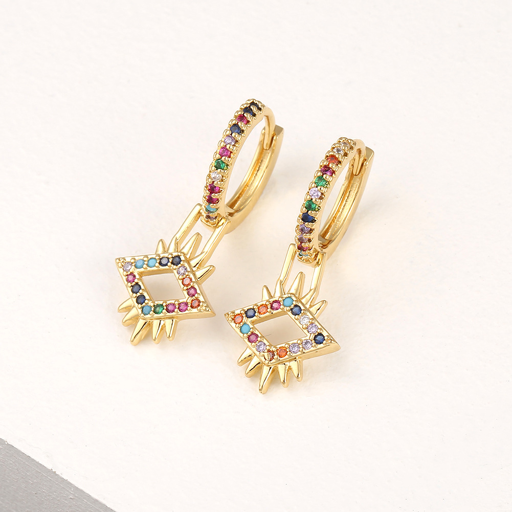 Fashion Geometric Color Zircon Earrings display picture 5
