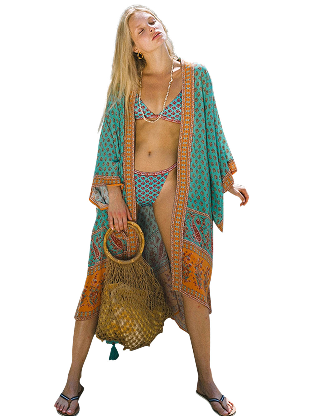 new women's hot spring dress beach skirt sunscreen beach holiday cardigan NSDF522