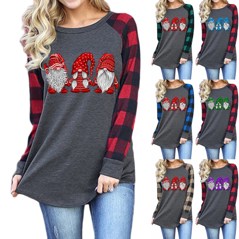 2020 Amazon Hot Selling Women's Top Santa Claus Pattern Printed Round Neck Raglan Long Sleeve T-Shirt for Women 2020 Amazon Hot Selling Women's Top Santa Claus Pattern Printed Round Neck Raglan Long Sleeve T-Shirt for Women