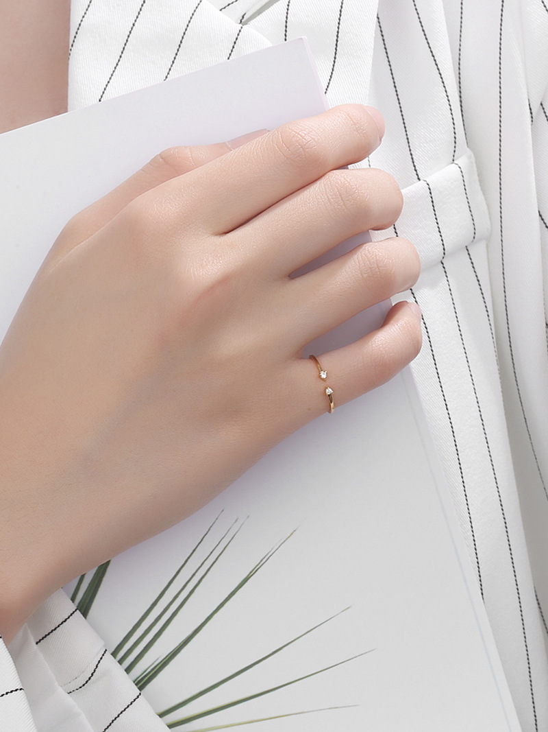 Open Ring Classification 925 Sterling Silver Zircon Round Open Ring