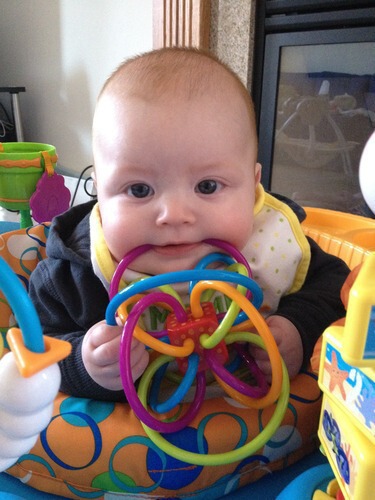 Hand ball teether baby teething stick baby silicone toy rattle ball