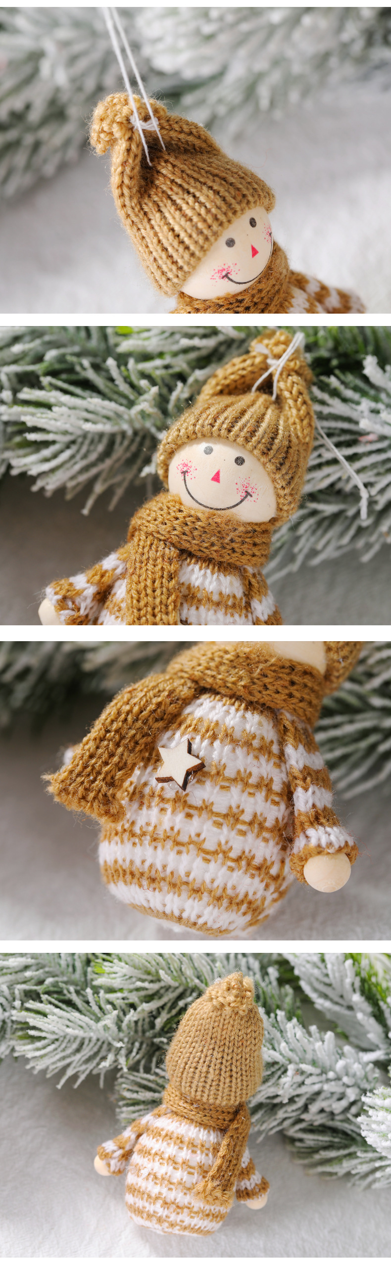 23g Weight Hanging Ornaments Event & Party Supplies 1 Piece Quantity Party Occasion Wood, yarn Material Christmas Festival Snowman Pattern Cute Style Weave Craft Christmas Cute Snowman Wood Yarn Party Hanging Ornaments