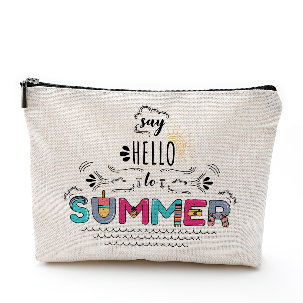 夏日化妆包防水棉麻拉链袋 化妆品饰品收纳袋 旅行洗漱用品收纳包