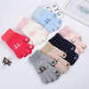 Big boy juvenile winter Knitting Wool glove student outdoors keep warm lovely Korean Edition Two Cats Jacquard weave