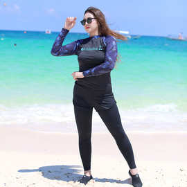 韩国浮潜服女潜水服分体套头加大码加肥长袖长裤速干游泳衣水母服