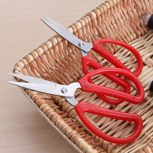 Household stainless steel scissors with red handle large red paper scissors student office stationery handmade small tailor scissors