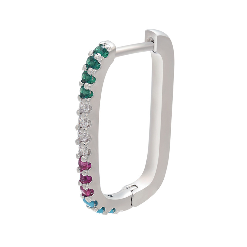 Wholesale Einfache Mikroeingelegte Farbige Diamanten Rechteckige Ohrringe Nihaojewelry display picture 9