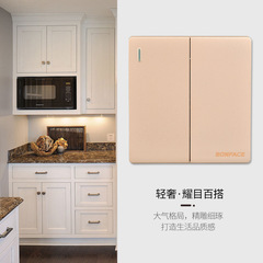 BondiSwitch 86 Series Wall Switch and Socket Panel, Multi-Port Home Use, One Pole One Throw Double Control with Five-Outlet Socket