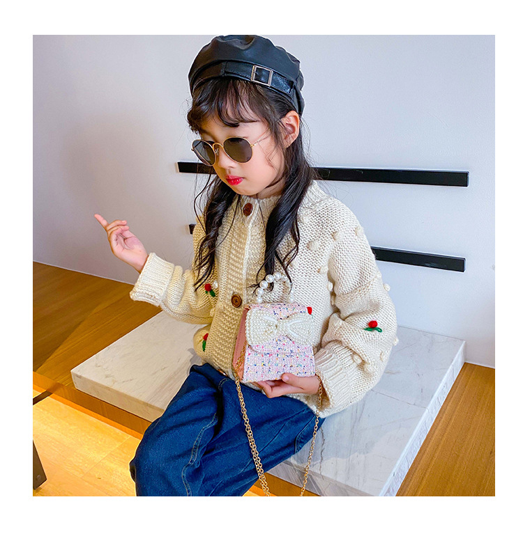 Girl'S Small Cotton And Linen Plaid Bow Knot Elegant Streetwear Beading Square Magnetic Buckle Crossbody Bag display picture 4