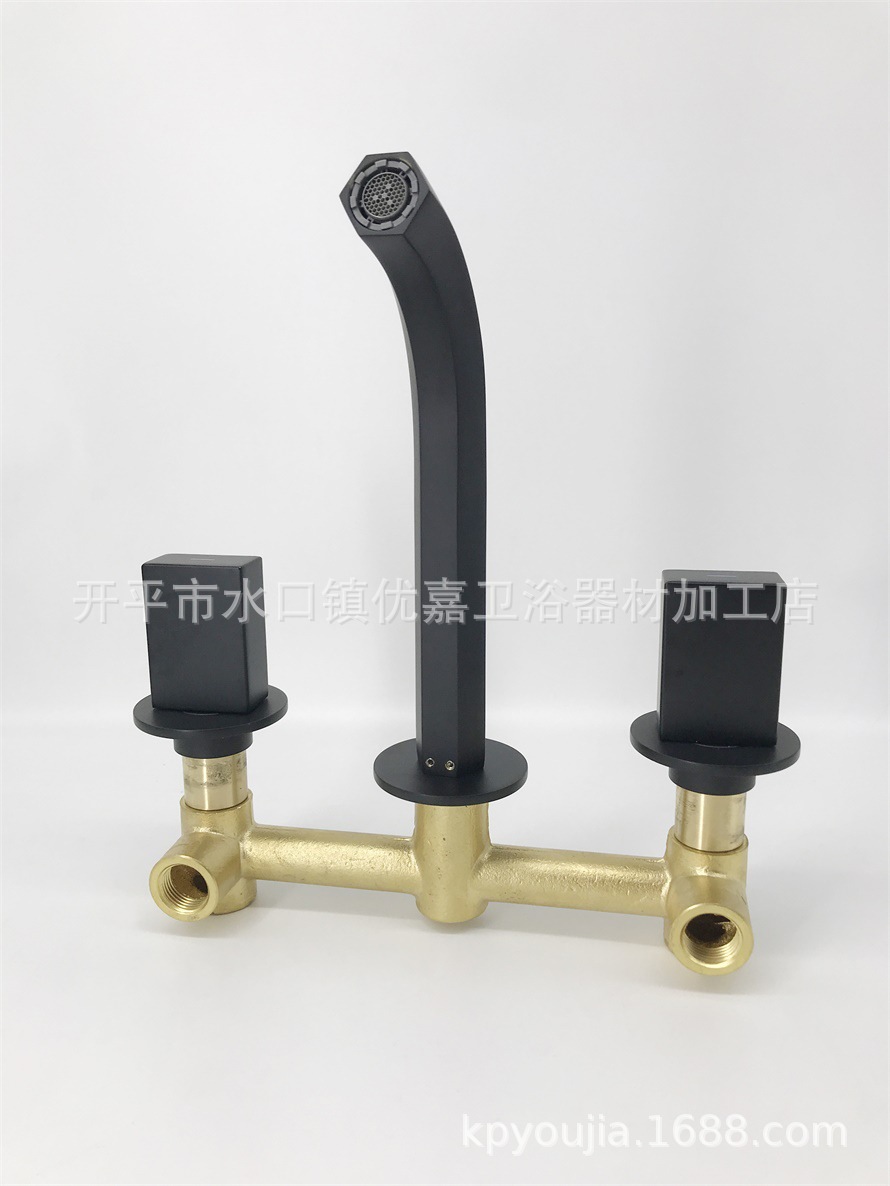 Kaiping Youjia bathroom concealed basin faucet Wall water outlet double handle embedded matte black faucet 30334
