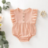 Autumn cute colored bodysuit for early age girl's, 2019, European style, cotton and linen